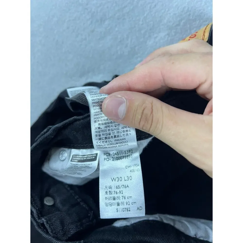 Levi 511 Black Jeans Mens 30x30 Straight Leg Casual Mid Rise Denim 2000's